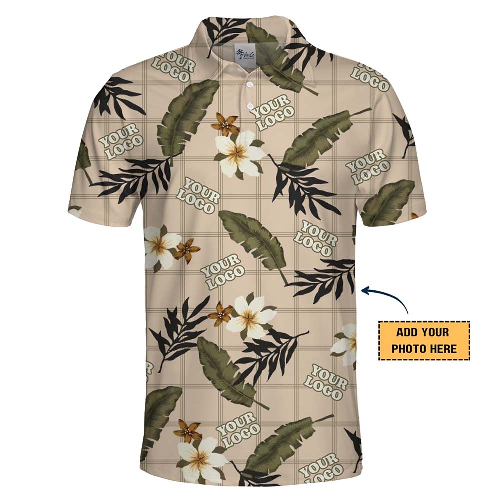 Tropical Floral Golf Polo Shirt With Your Logo Printed
