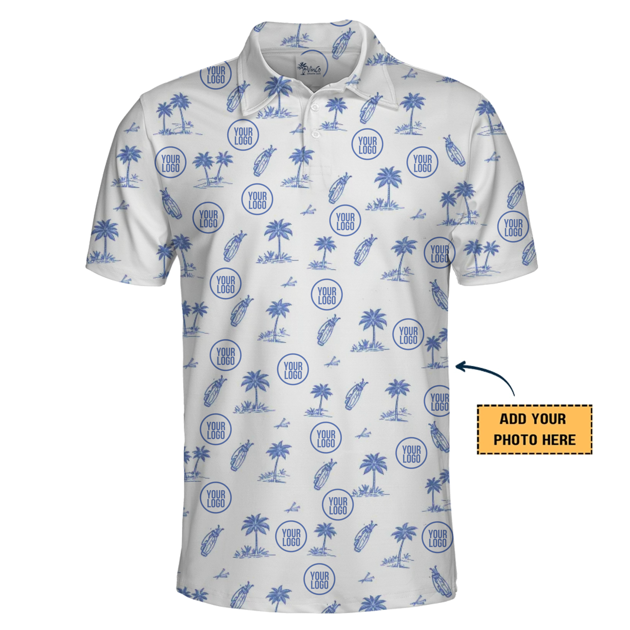 [Live Preview] Custom Logo Coastal Palm Polo Shirt