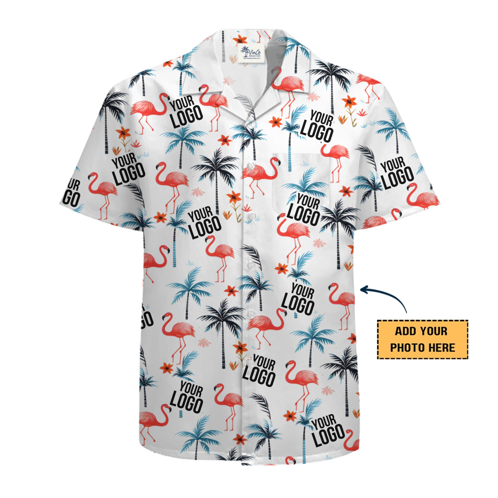 [Live Preview] Custom Logo Flamingo Tropical Hawaiian Shirt