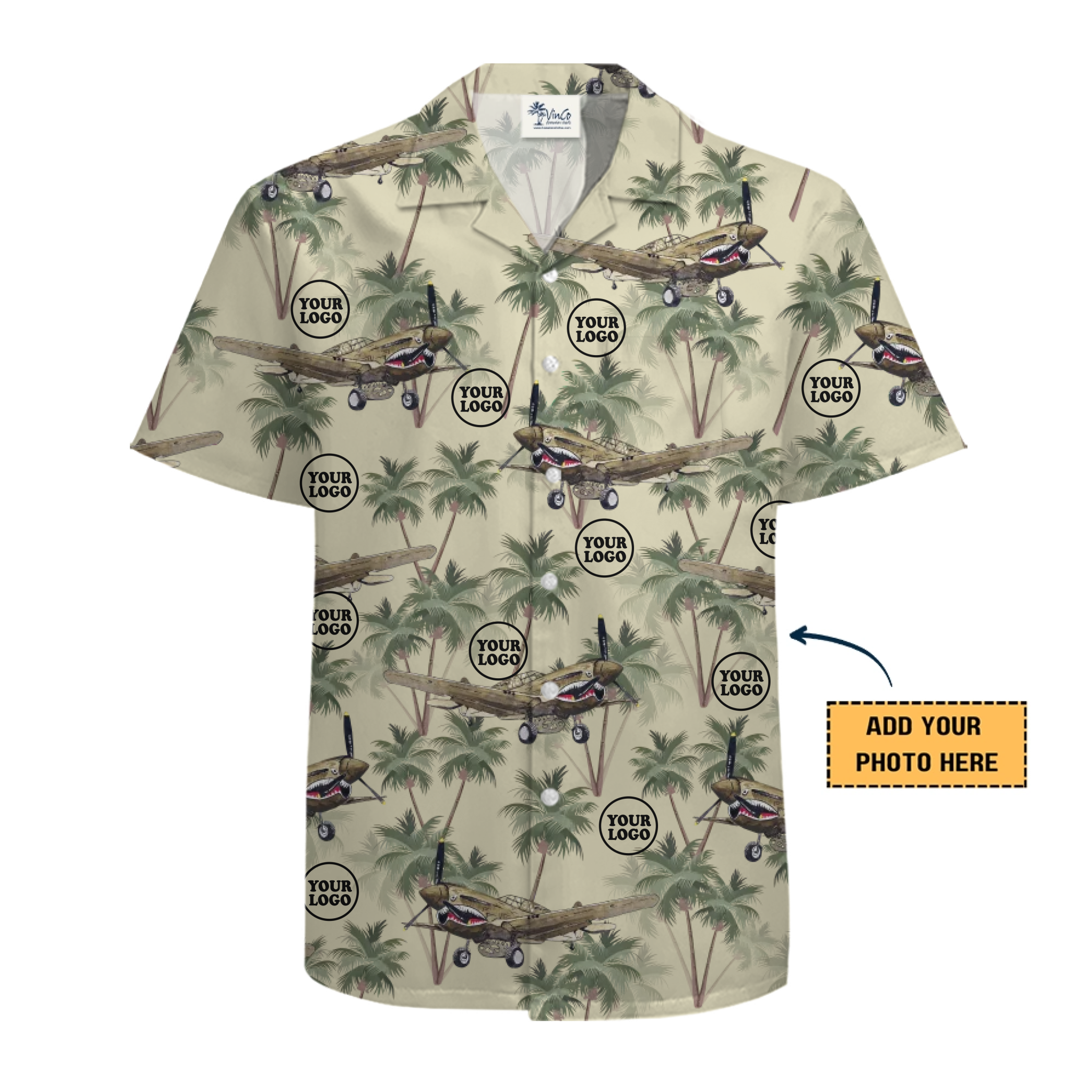 [Live Preview] Custom Logo Vintage Warplane Hawaiian Shirt