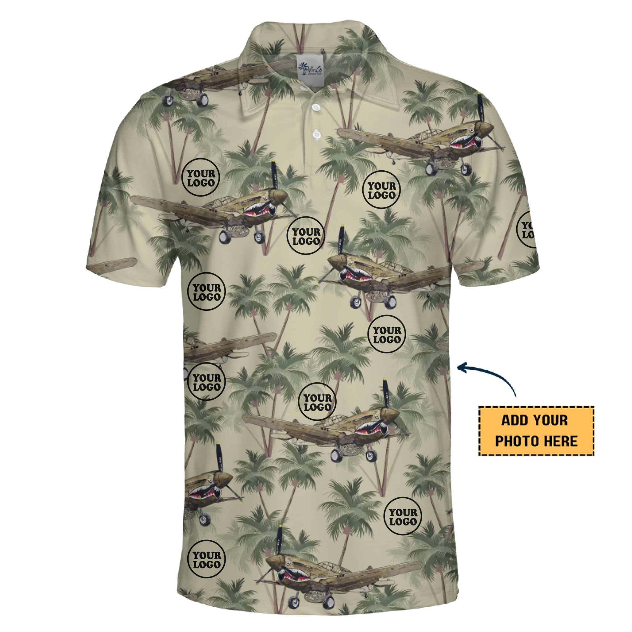 [Live Preview] Custom Logo Aviation Theme Polo Shirt