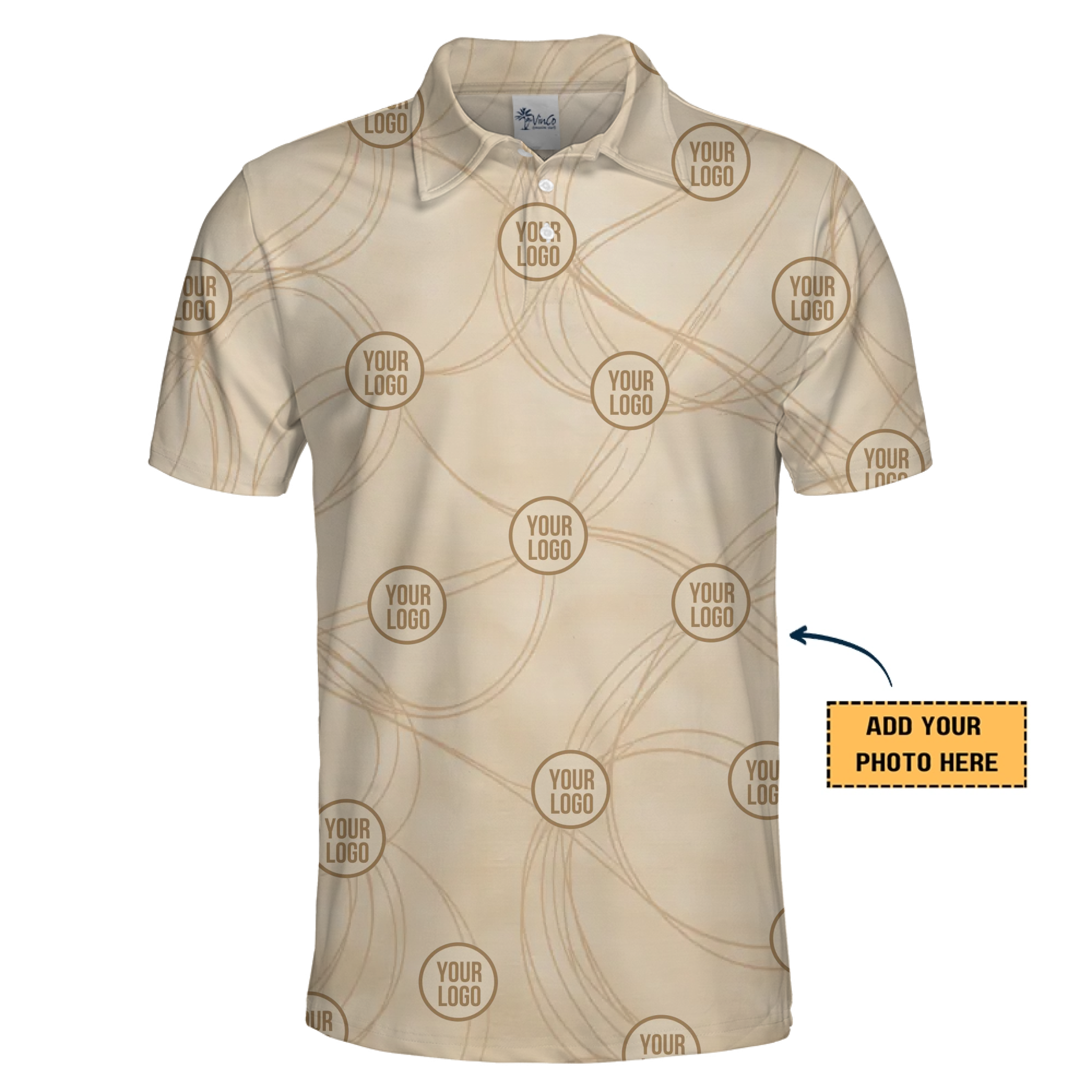 [Live Preview] Custom Logo Neutral Pattern Polo Shirt