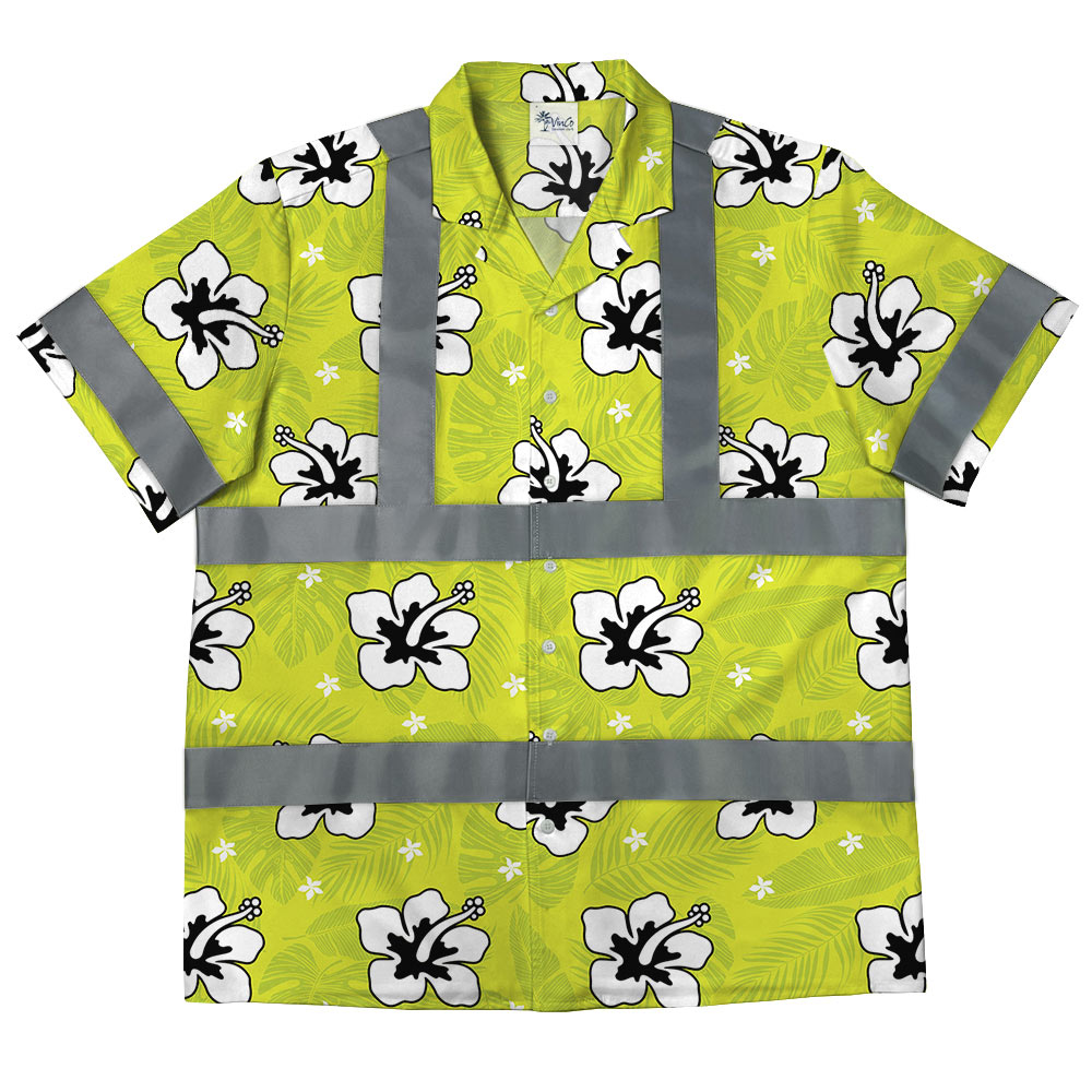 Hi vis Hawaiian Friday Shirt With Logo And Reflective Stripe