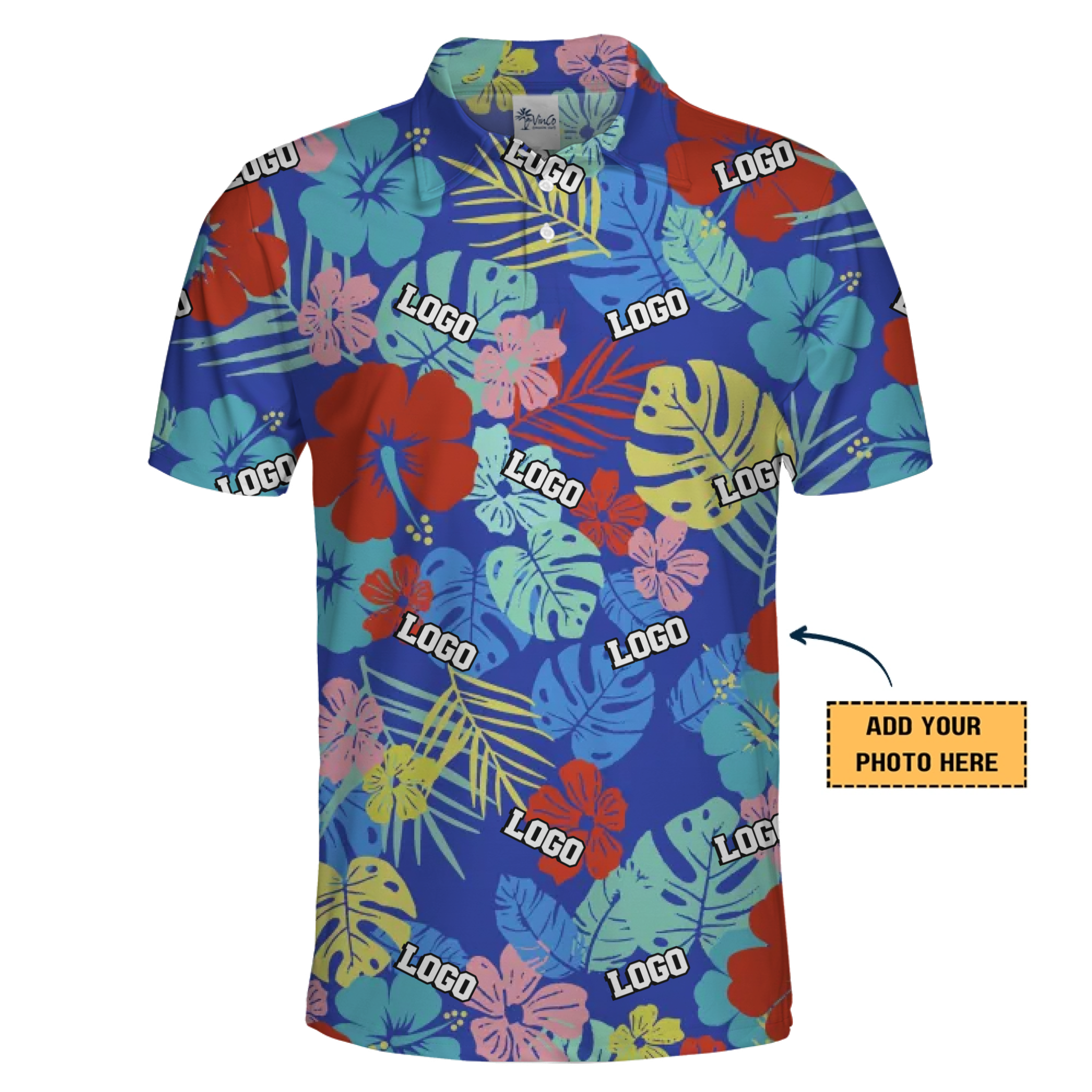 [Live Preview] Custom Logo Tropical Floral Polo Shirt