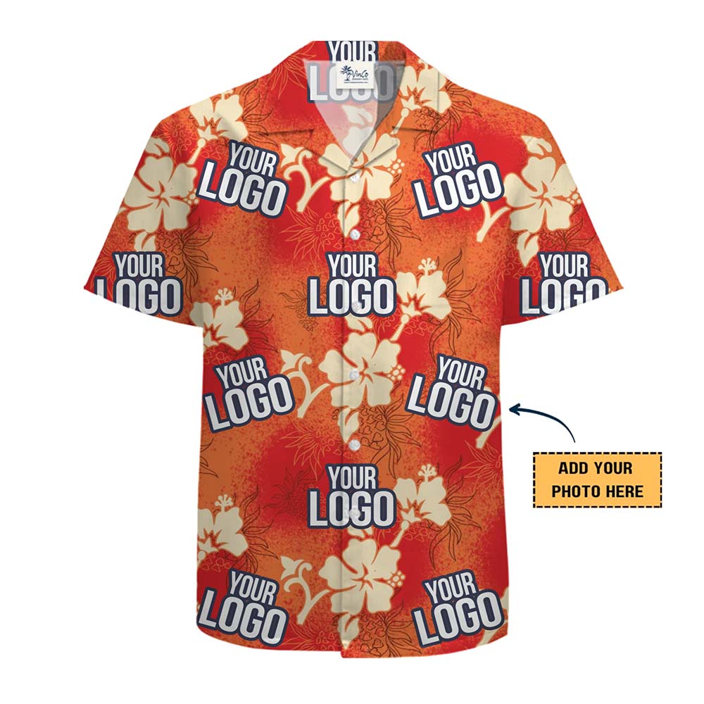 Custom Orange Hibiscus Aloha Shirt With Instant Preview