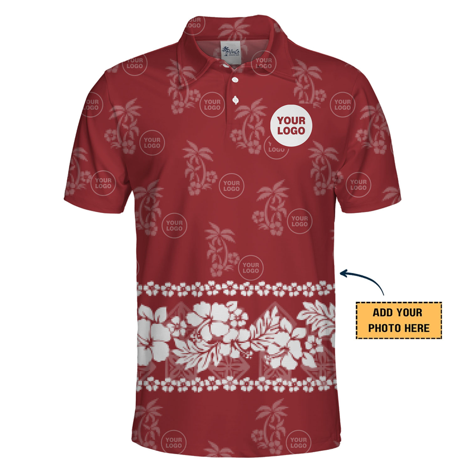 Custom Tropical Hibiscus Polo with Company Logo