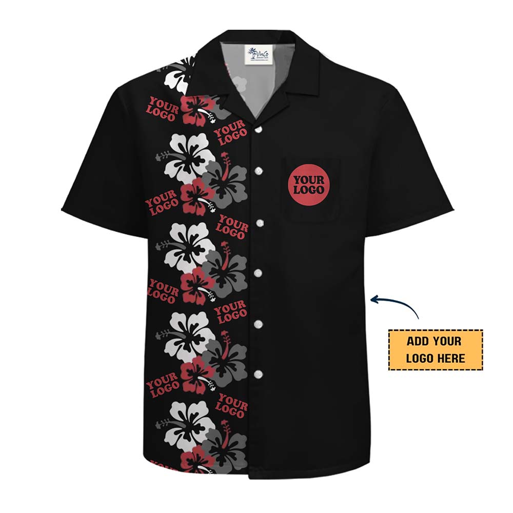 Vintage Custom Logo Floral Aloha Shirt With Preview