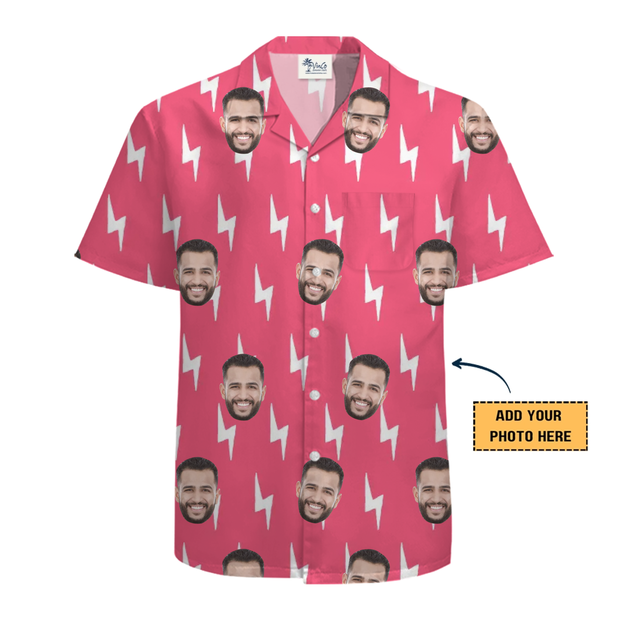 [Live Preview] Custom Face Lightning Bolt Hawaiian Shirt