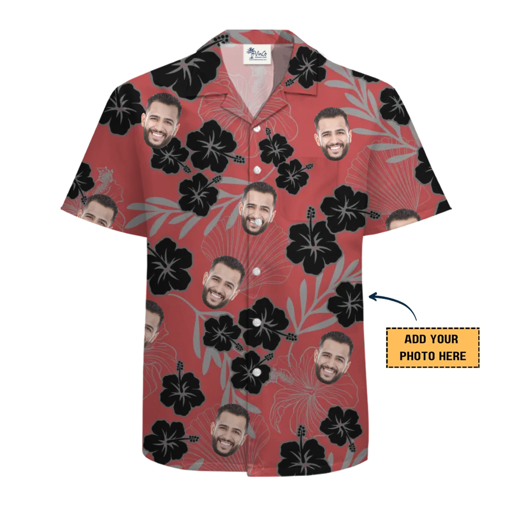 [Live Preview] Custom Face Dark Hibiscus Hawaiian Shirt