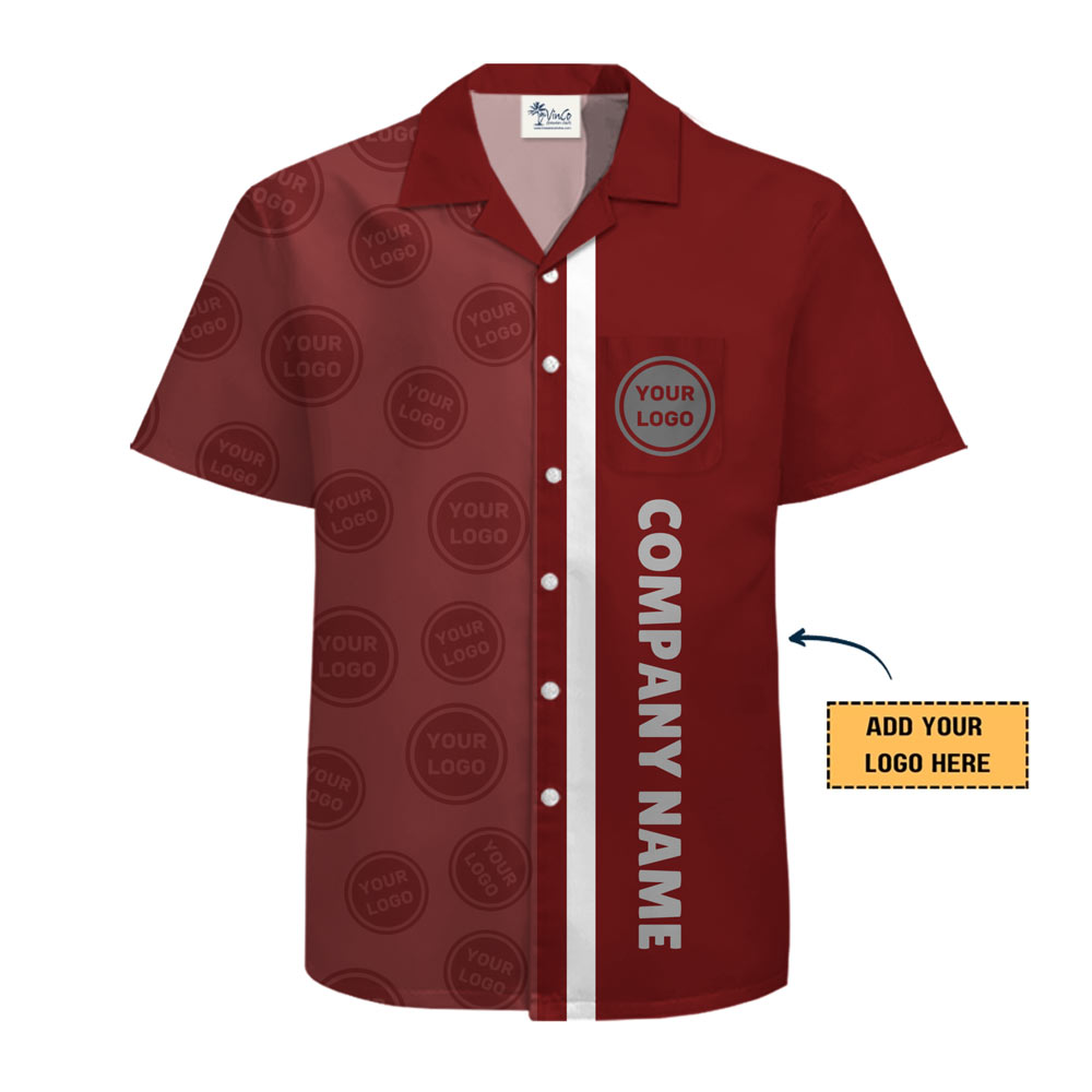 Custom Company Logo Vertical Stripe Button Shirt