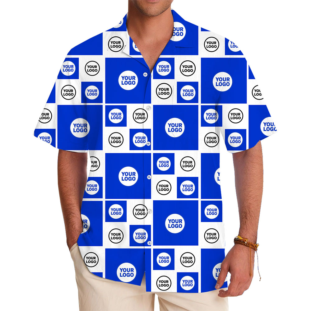 Bold Checkered Pattern Hawaiian Shirt with Custom Logo Placement - variant image 1