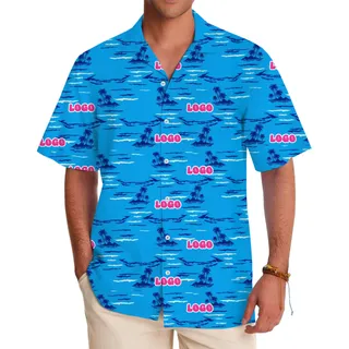 [Live Preview] Custom Logo Tropical Ocean Island Hawaiian Shirt