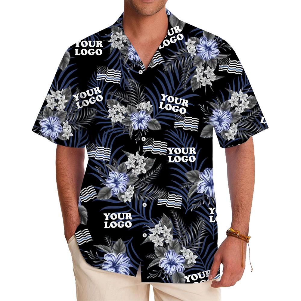 Personalized Floral Print Hawaiian Shirt Custom Logo Design Included - variant image 1