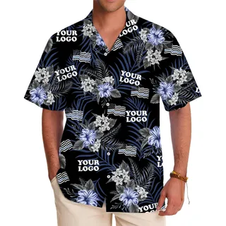 Personalized Floral Print Hawaiian Shirt Custom Logo Design Included
