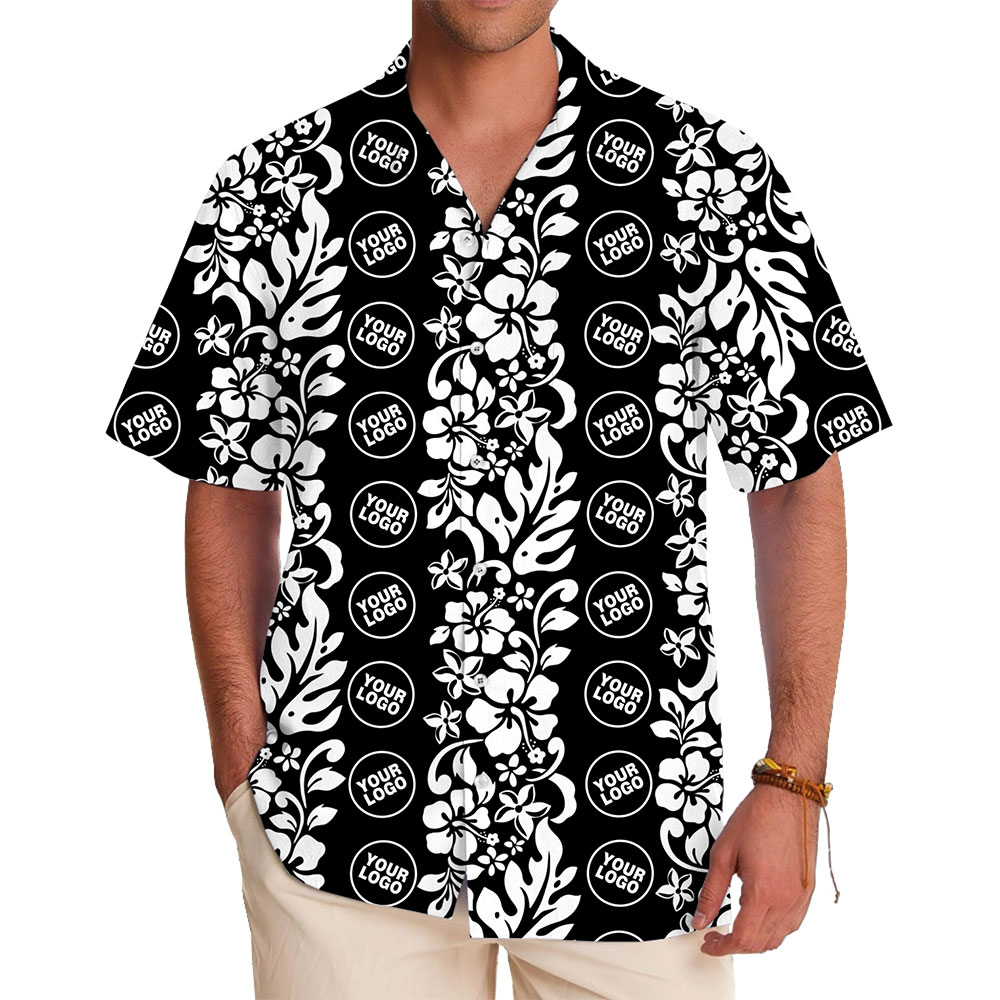 Monochrome Hawaiian Shirt Custom Your Logo - variant image 1