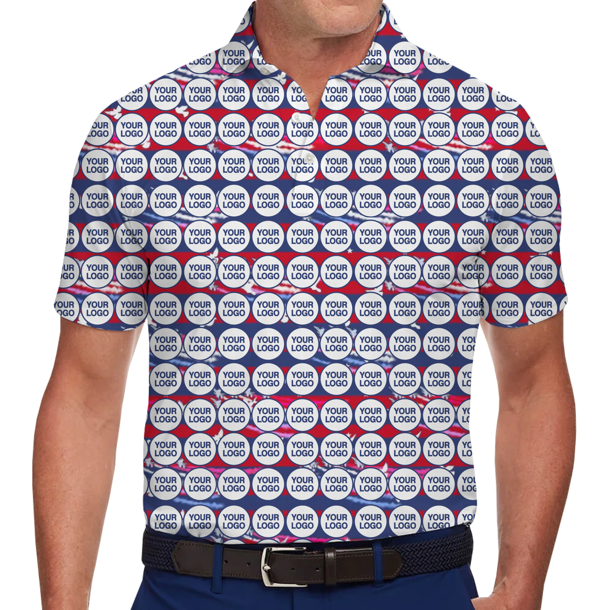 [Live Preview] Custom Logo USA Patriotic Polo Shirt - variant image 1