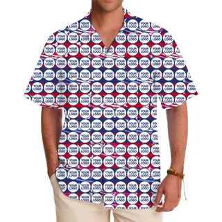 [Live Preview] Custom Logo Patriotic Stars Hawaiian Shirt