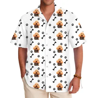 [Live Preview] Custom Pet Face Paw Print Hawaiian Shirt