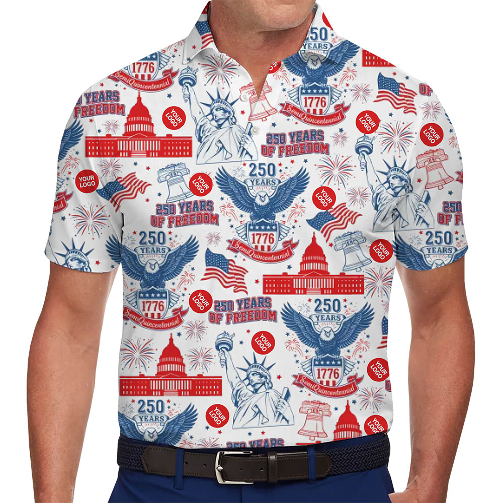 Classic American Heritage Polo Shirt Featuring Iconic Symbols - variant image 1
