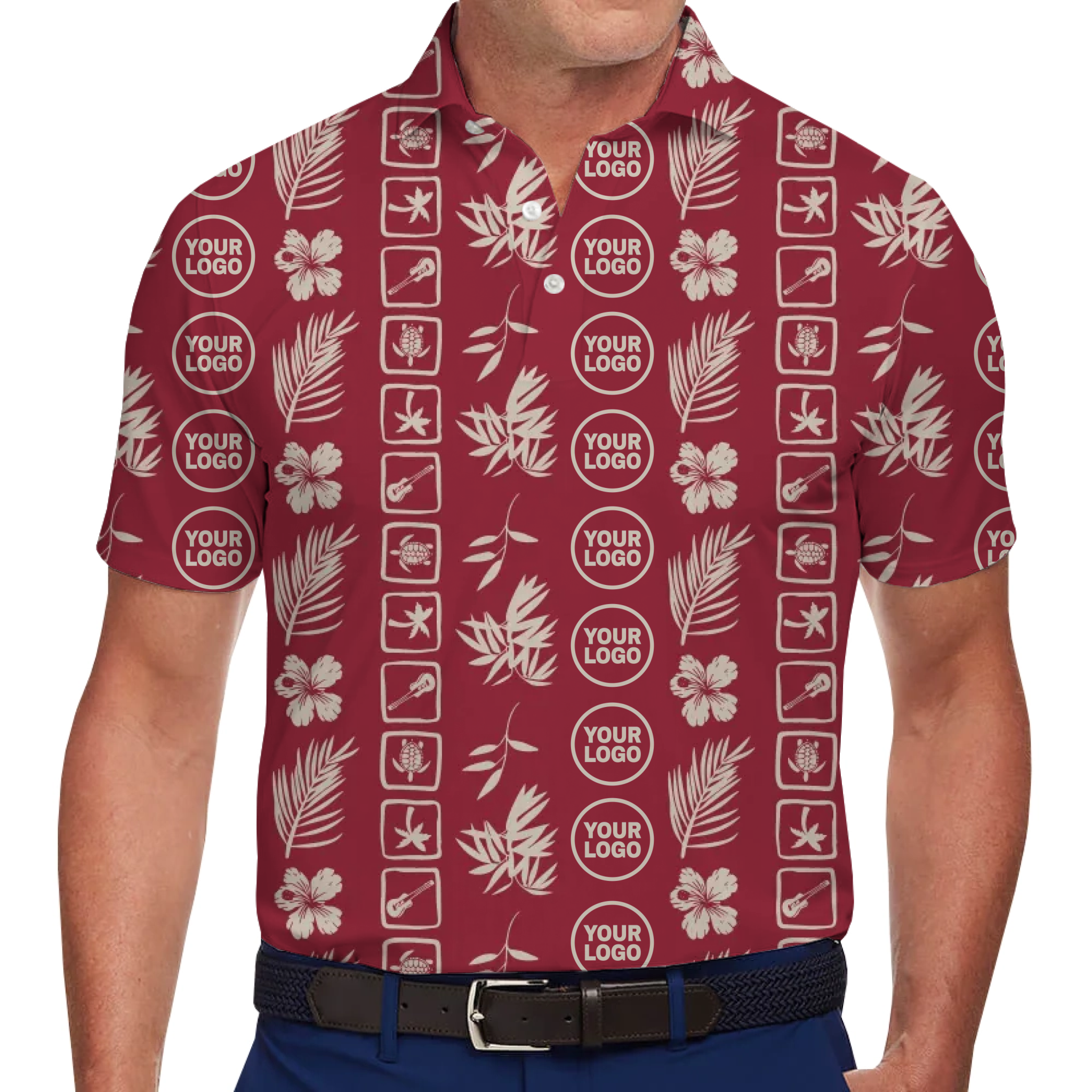 [Live Preview] Custom Logo Tropical Aloha Pattern Polo Shirt - variant image 1