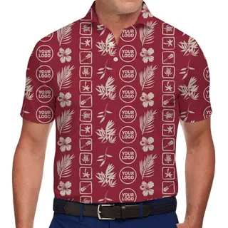 [Live Preview] Custom Logo Tropical Aloha Pattern Polo Shirt