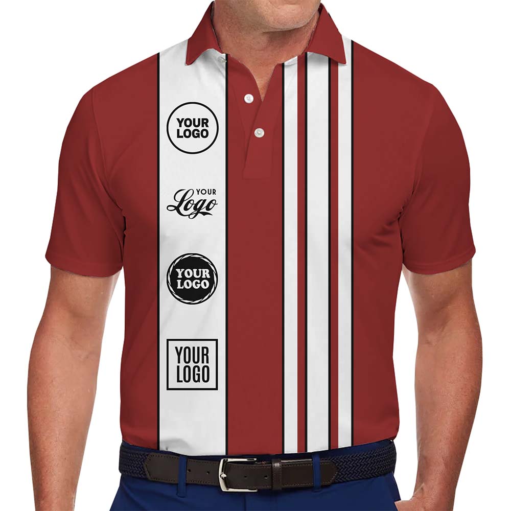 Timeless Stripe Custom Logo Golf Polo Shirt With 4 Logos - variant image 1