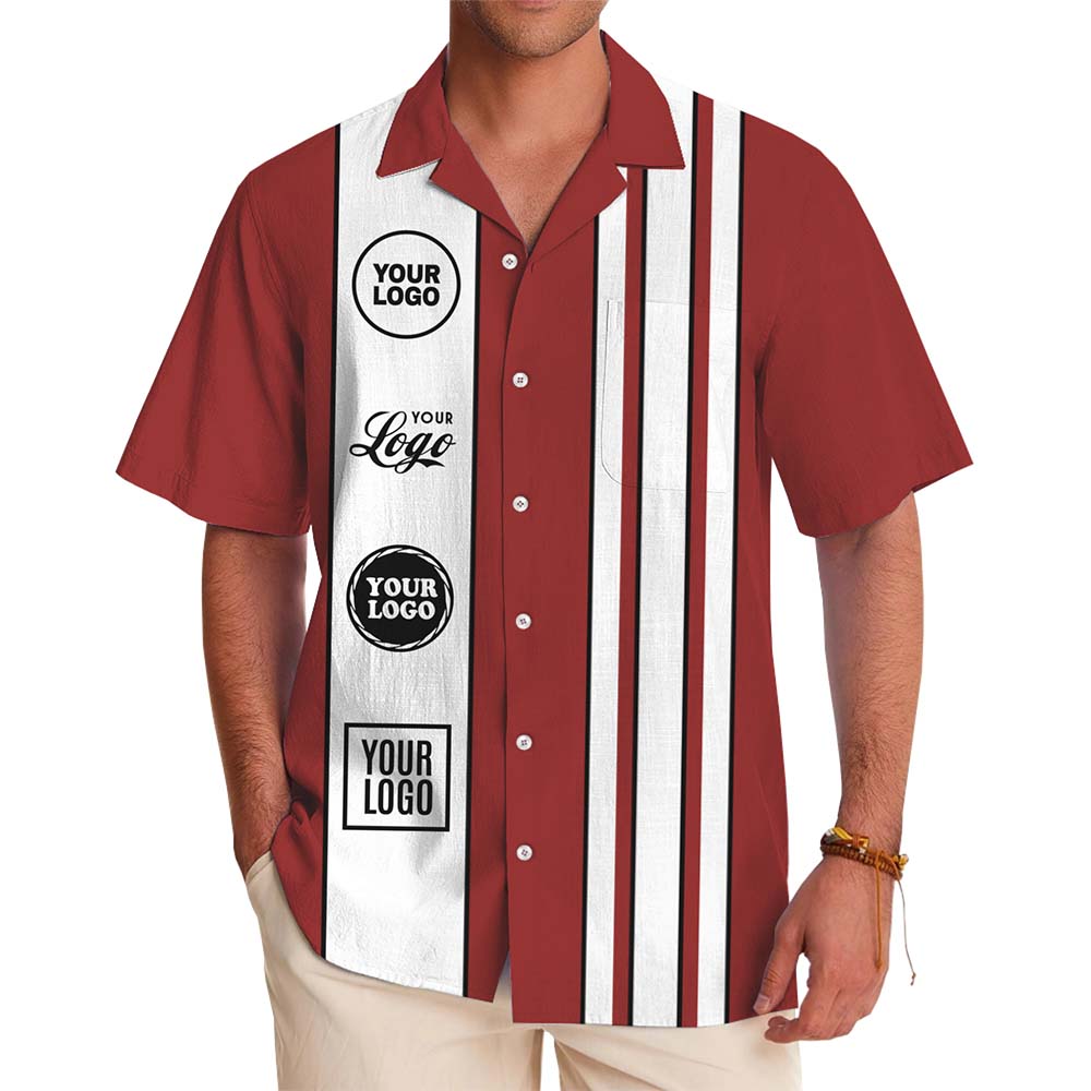 Retro Stripe Custom Logo And Color Hawaiian Shirt With Preview - variant image 1