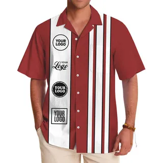 Retro Stripe Custom Logo And Color Hawaiian Shirt With Preview