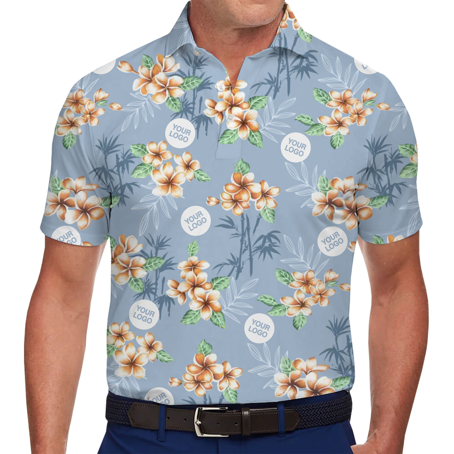 Personalized Hibiscus and Bamboo Polo Shirt With Logo - variant image 1