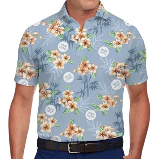 Personalized Hibiscus and Bamboo Polo Shirt With Logo