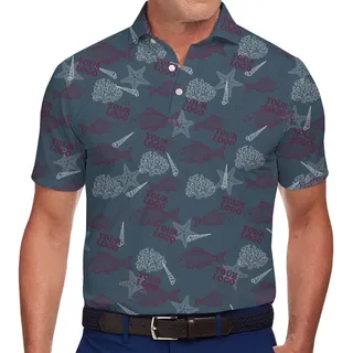 Premium Custom Polo with Ocean Life Print and Logo Integration