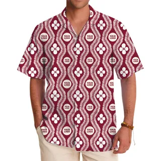 Customizable Red Hawaiian Shirt with White Flowers