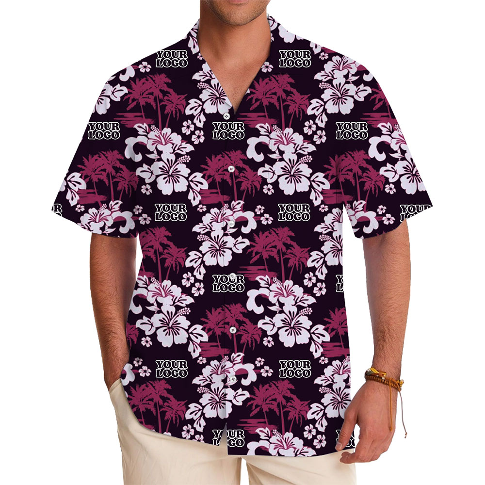 Personalized Hibiscus and Palm Tree Hawaiian Shirt for Branding - variant image 1