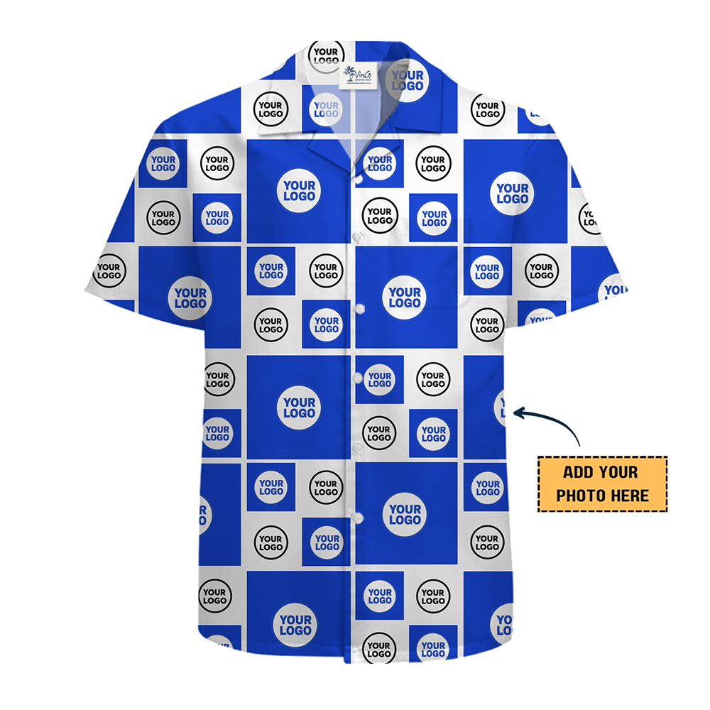 Bold Checkered Pattern Hawaiian Shirt with Custom Logo Placement