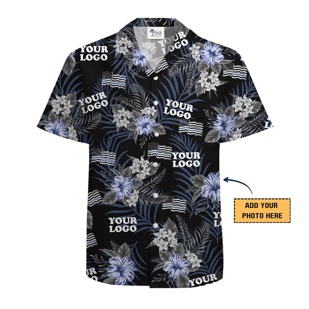 Personalized Floral Print Hawaiian Shirt Custom Logo Design Included