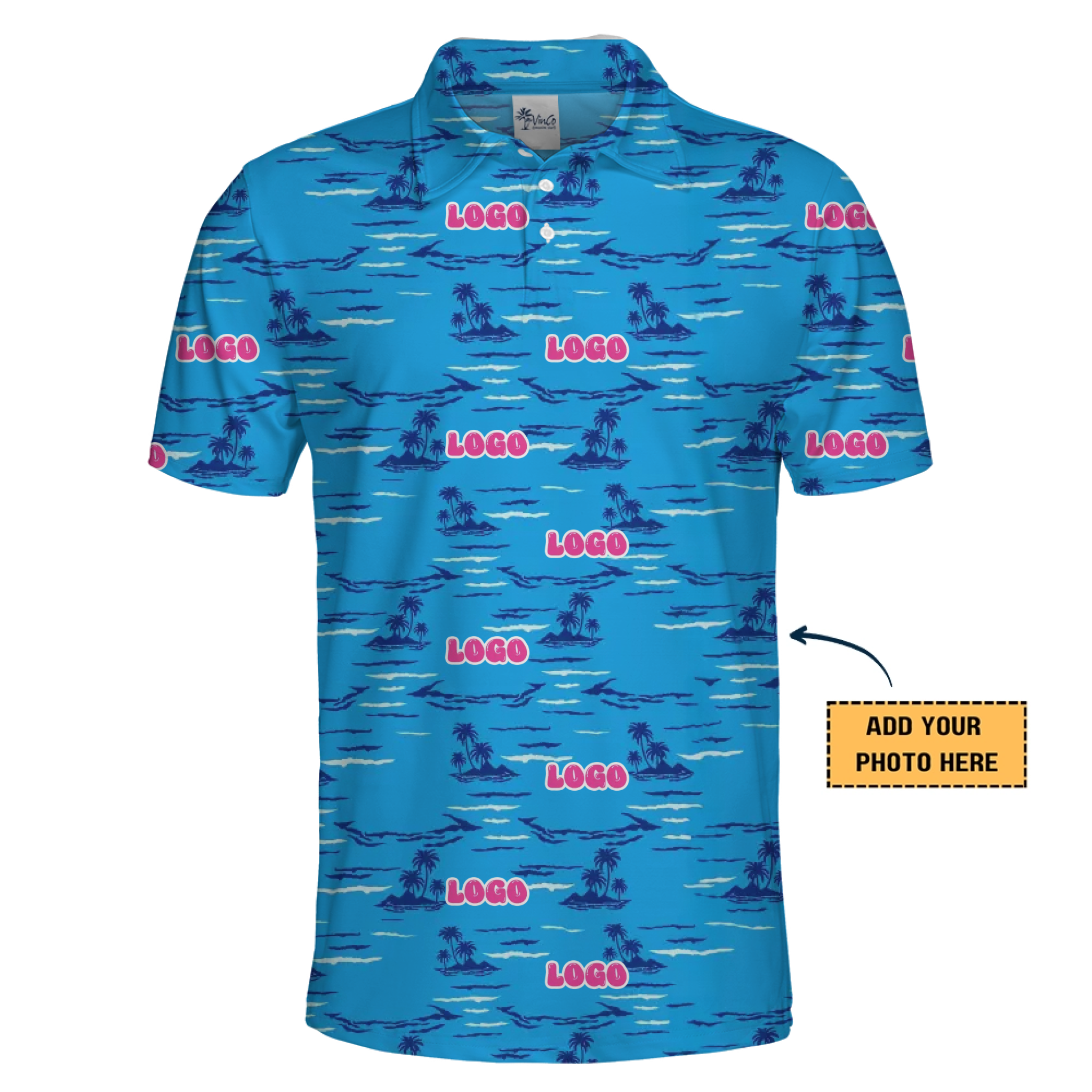 [Live Preview] Custom Logo Coastal Island Polo Shirt