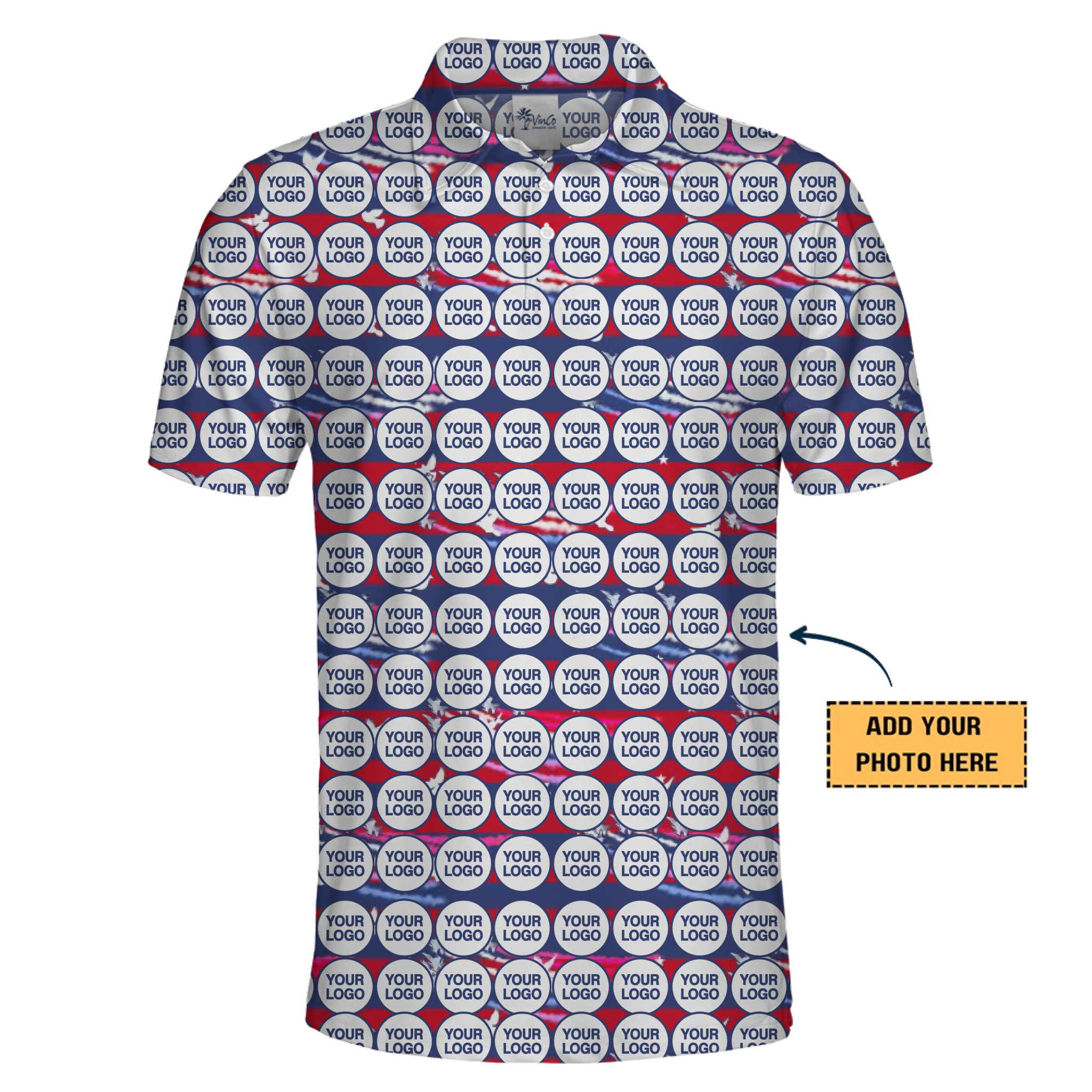 [Live Preview] Custom Logo USA Patriotic Polo Shirt