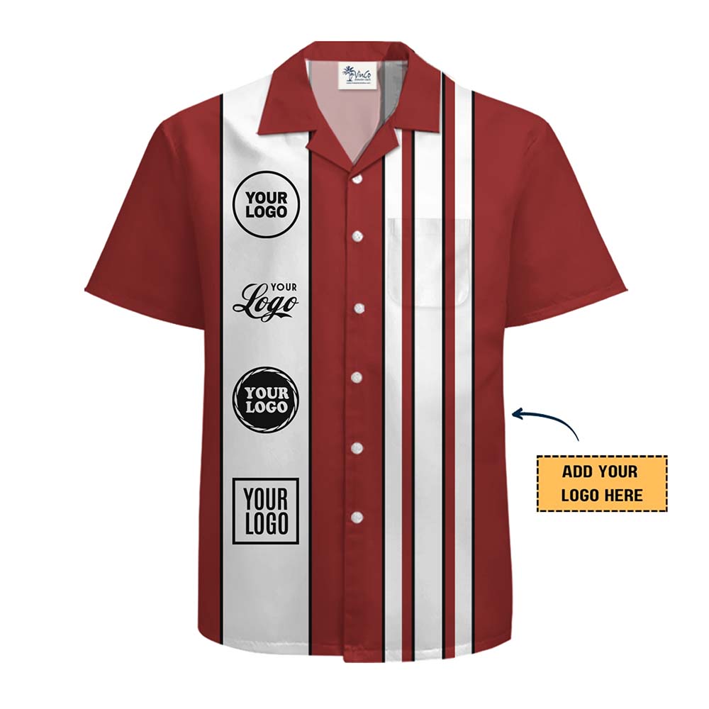 Retro Stripe Custom Logo And Color Hawaiian Shirt With Preview