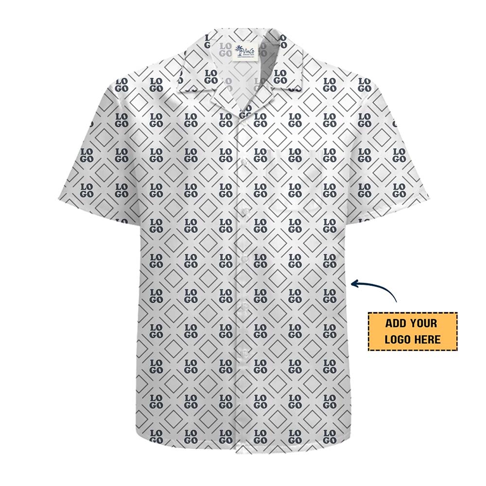 Geometric Logo Print Hawaiian Shirt With Preview