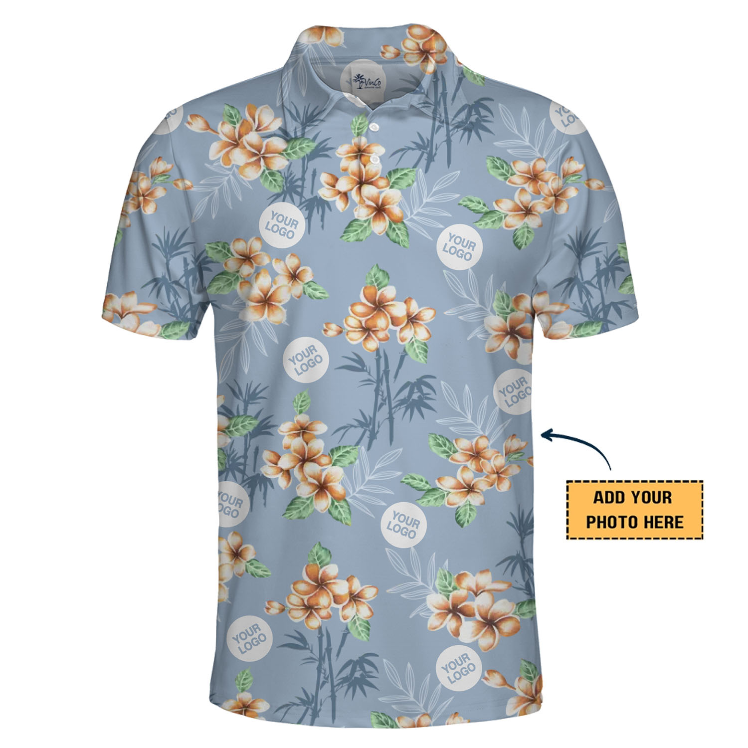 Personalized Hibiscus and Bamboo Polo Shirt With Logo