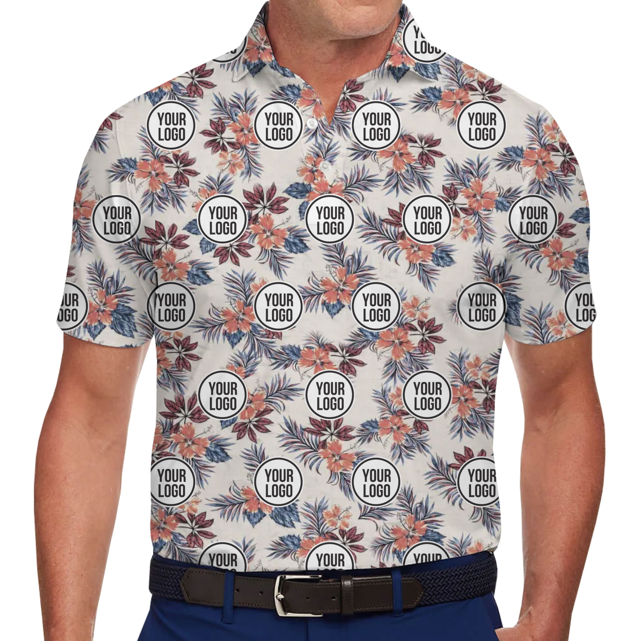 Custom Face/Logo Hawaiian Polo Shirt - variant image 1