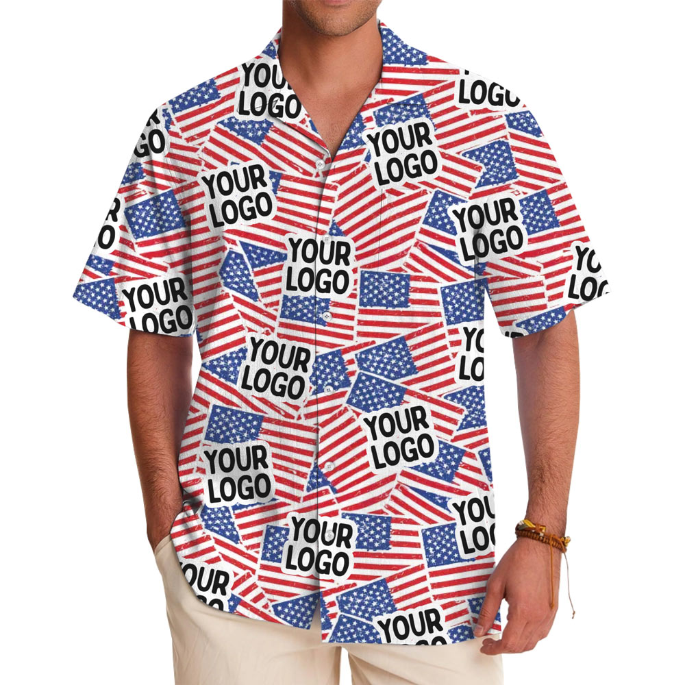 Custom Logo And Face American Flag Hawaiian Shirt - variant image 1