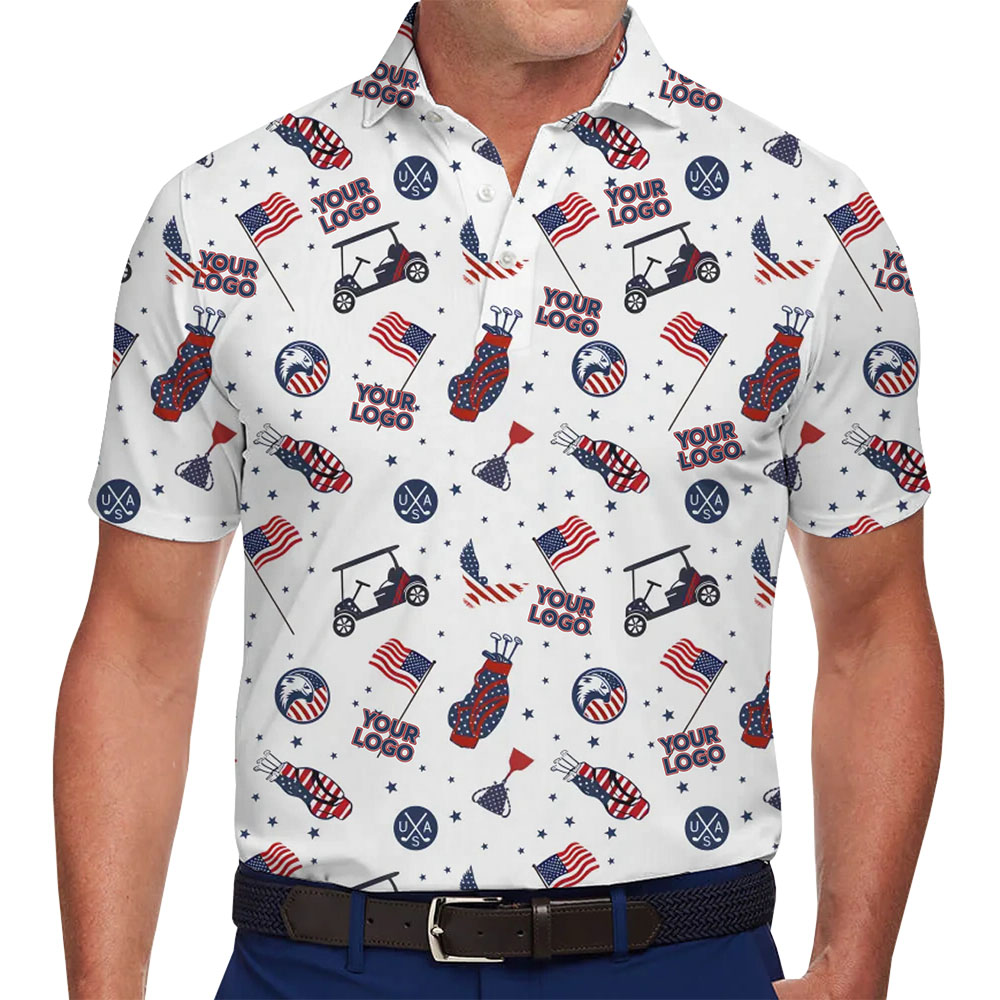Custom Independence Day Golf Themed Polo Shirt - variant image 1