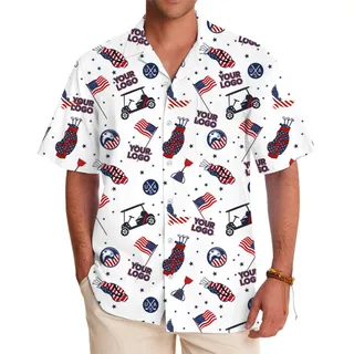 Personalized Hawaiian Shirt with Patriotic Golf Design