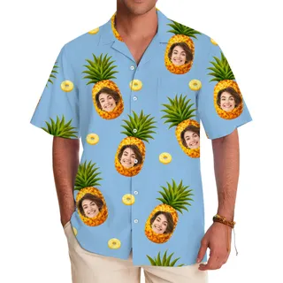 [Live Preview] Custom Face Pineapple Hawaiian Shirt