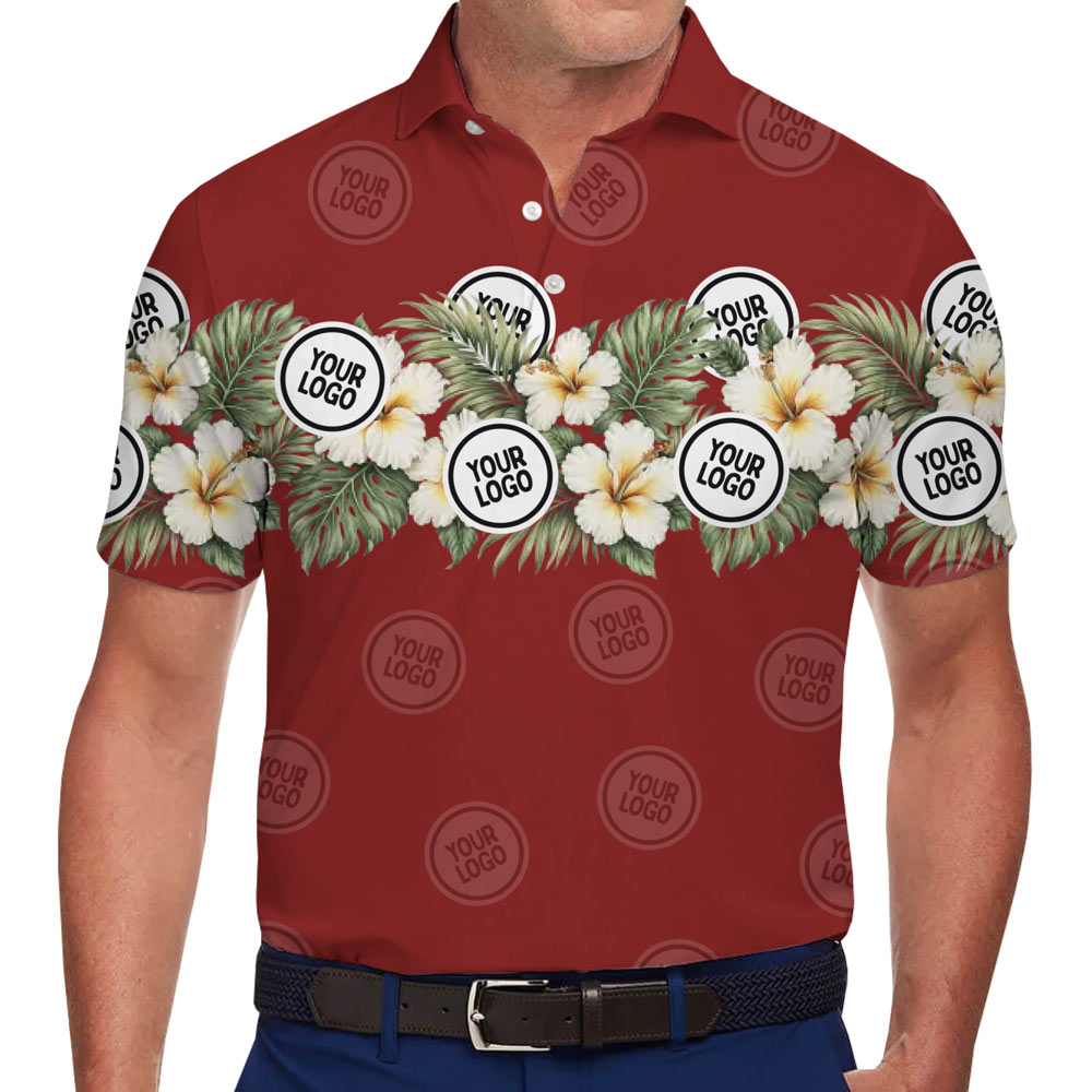 Custom Logo Floral Border Polo Shirt - variant image 1