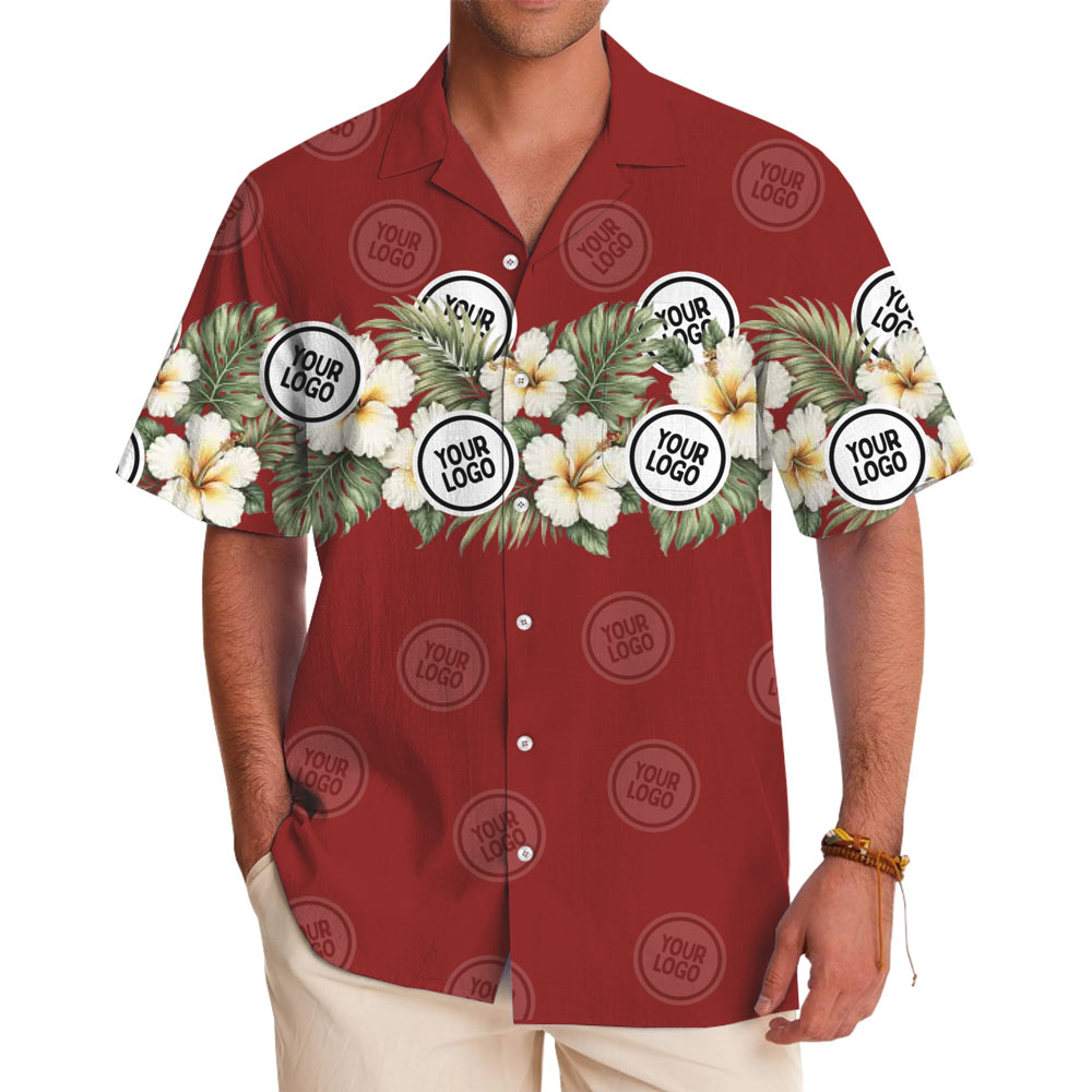 Custom Logo Hibiscus Border Hawaiian Shirt - variant image 1