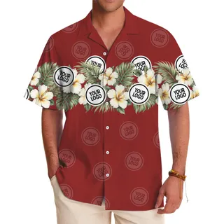 Custom Logo Hibiscus Border Hawaiian Shirt