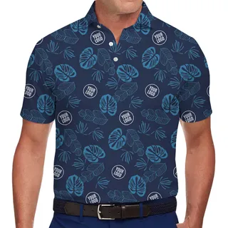 Easy Custom Palm Leaf Hawaiian Polo Shirt With Logo