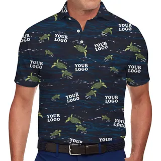 Custom Logo Ocean Turtle Polo Shirt With Business Logo